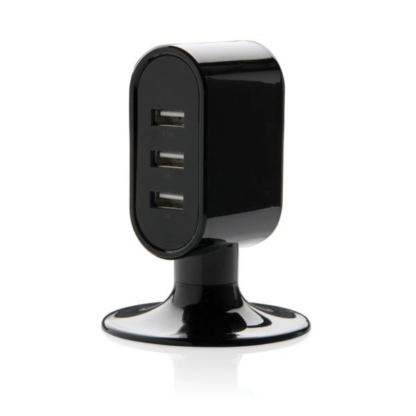 3 USB-juhtme võimekusega laadija, must