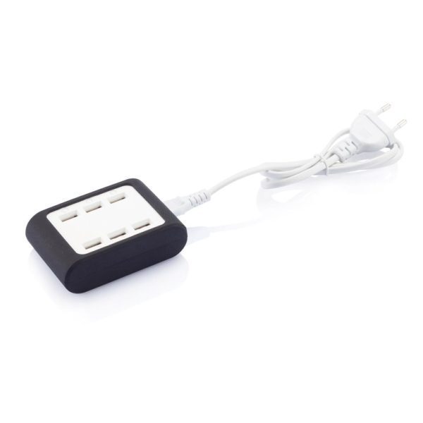 6 USB-juhtme võimekusega laadija, must