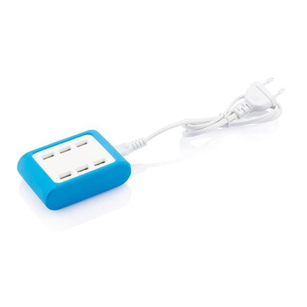 6 USB-juhtme võimekusega laadija, sinine