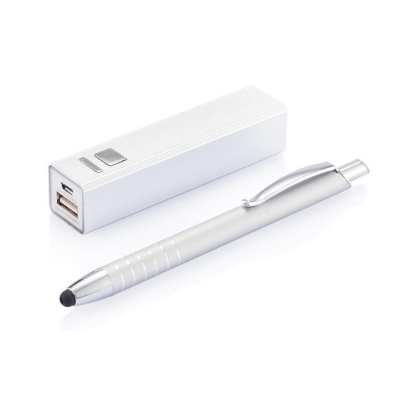 Alumiiniumist 2200 mAh akupanga ja pastaka komplekt, hõbe