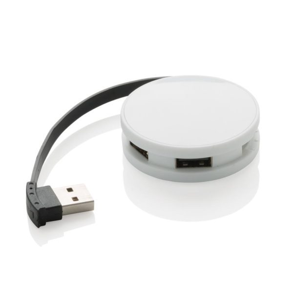 USB Hub with integrated cable, white